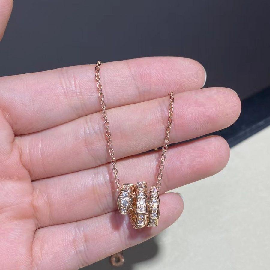 [✨Rose💎] COLLIER SERPENTI EN OR ROSE DOUBLE ANNEAU DIAMANT