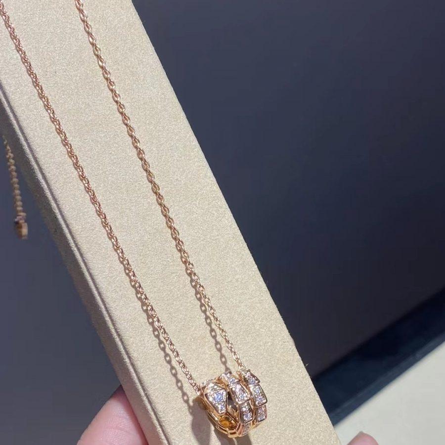 [✨Rose💎] COLLIER SERPENTI EN OR ROSE DOUBLE ANNEAU DIAMANT