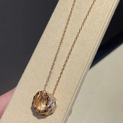 [✨Rose💎] COLLIER SERPENTI EN OR ROSE DOUBLE ANNEAU DIAMANT