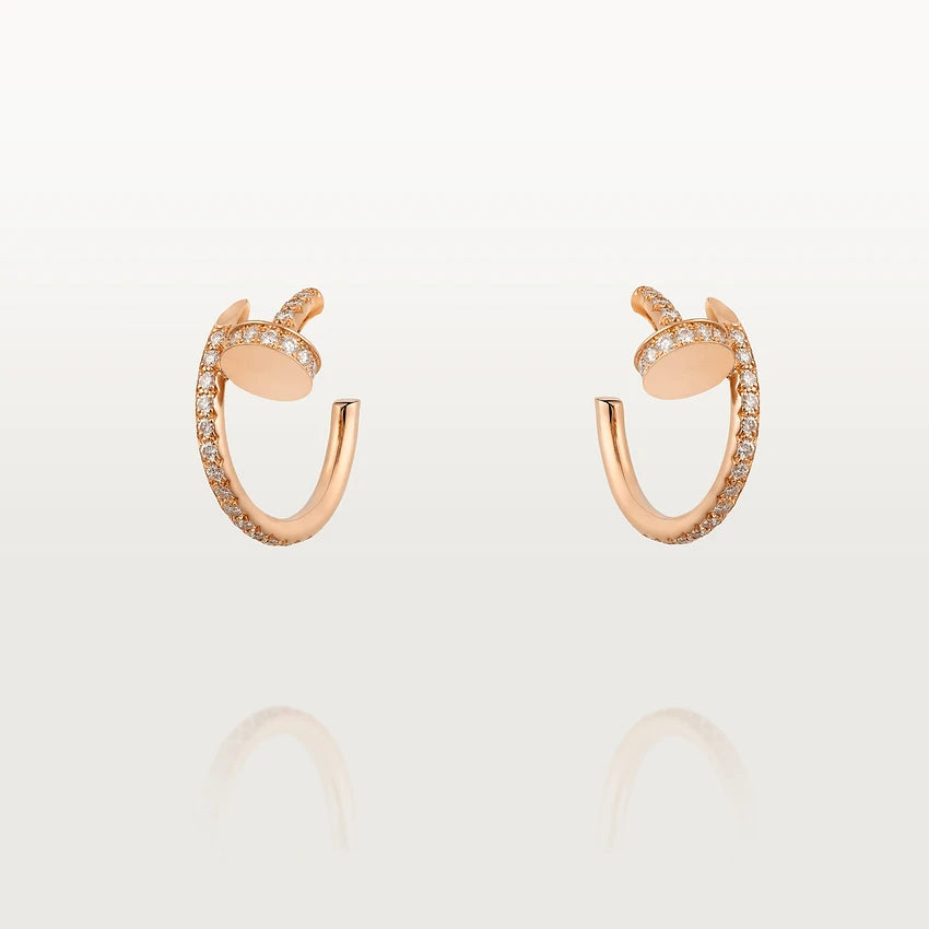 [✨Rose💎]Boucles d'oreilles JUSTE 12,75 mm en or rose et diamants