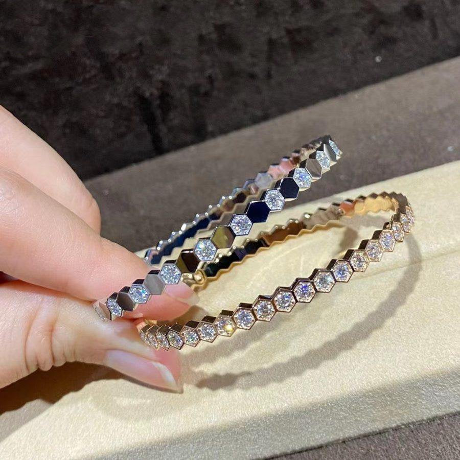 [✨Rose💎]Bracelet en or Bee Love entièrement en diamants 
