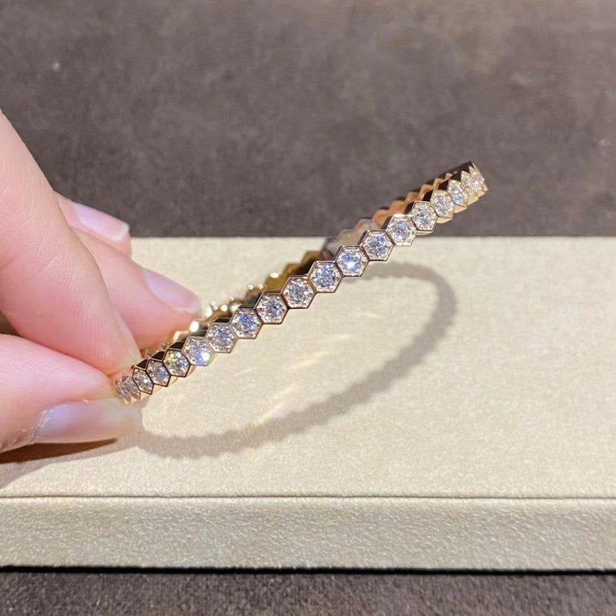 [✨Rose💎]Bracelet en or Bee Love entièrement en diamants 