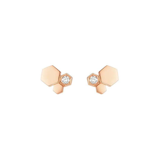 [✨Rose💎]BEE LOVE PINK GOLD DIAMOND EARRINGS