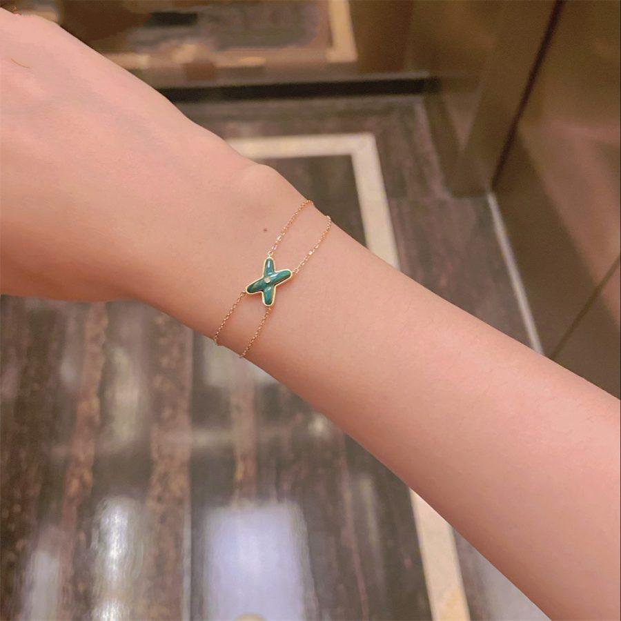 [✨Rose💎]JEUX BRACELET MALACHITE OR ROSE 1 DIAMANT
