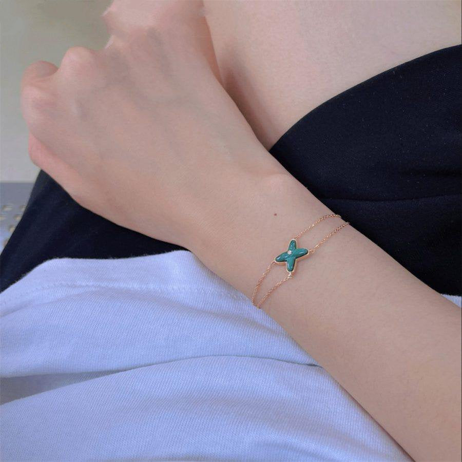 [✨Rose💎]JEUX BRACELET MALACHITE OR ROSE 1 DIAMANT