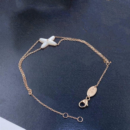 [✨Rose💎]Bracelet Jeux Nacre Blanche Or Rose 1 Diamant