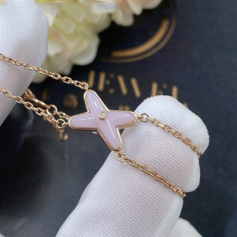 [✨Rose💎]JEUX BRACELET NACRE ROSE OR ROSE 1 DIAMANT