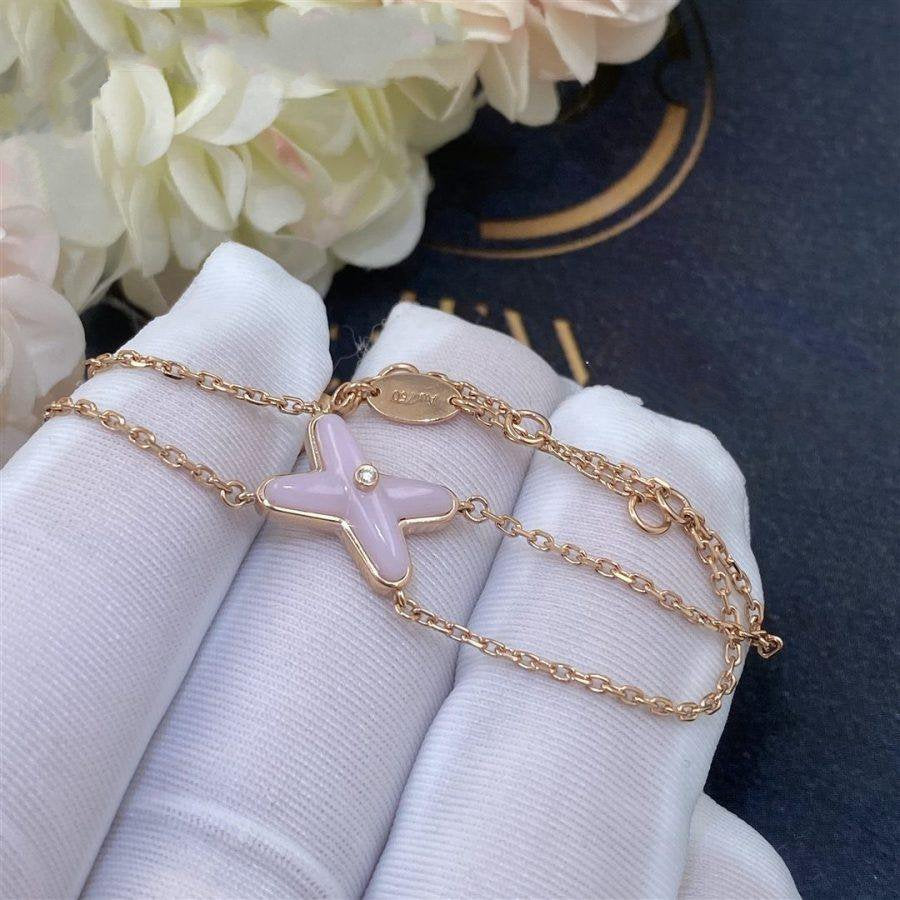 [✨Rose💎]JEUX BRACELET NACRE ROSE OR ROSE 1 DIAMANT