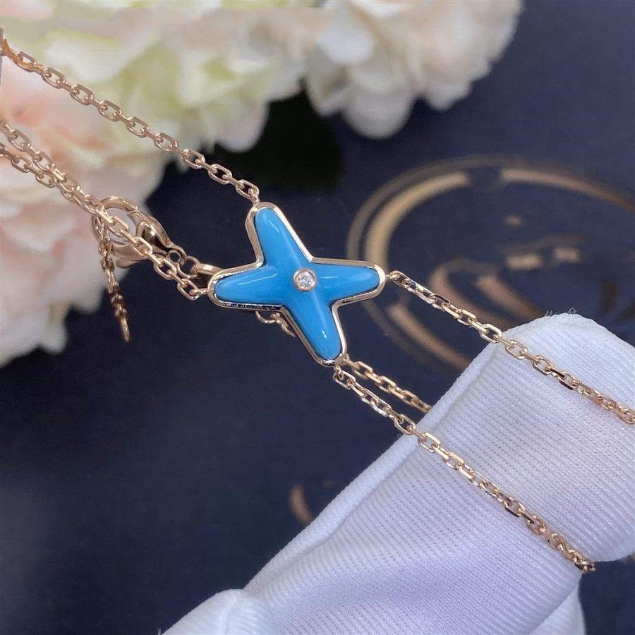 [✨Rose💎]Bracelet Jeux Turquoise Or Rose 1 Diamant