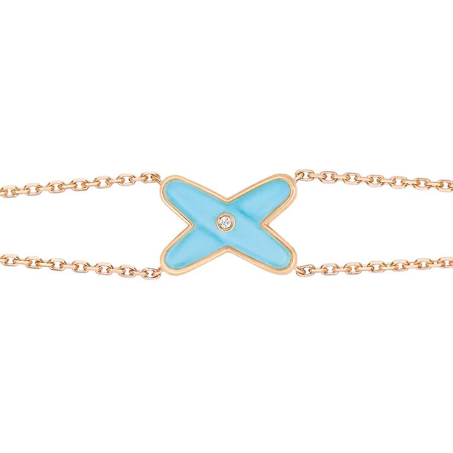 [✨Rose💎]Bracelet Jeux Turquoise Or Rose 1 Diamant