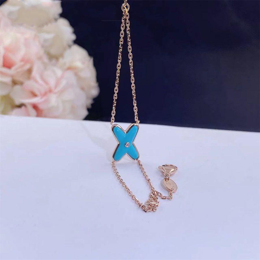 [✨Rose💎]Bracelet Jeux Turquoise Or Rose 1 Diamant
