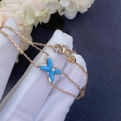 [✨Rose💎]Bracelet Jeux Turquoise Or Rose 1 Diamant