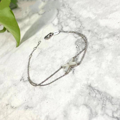 [✨Rose💎]Bracelet Jeux Nacre Blanche Argent 1 Diamant