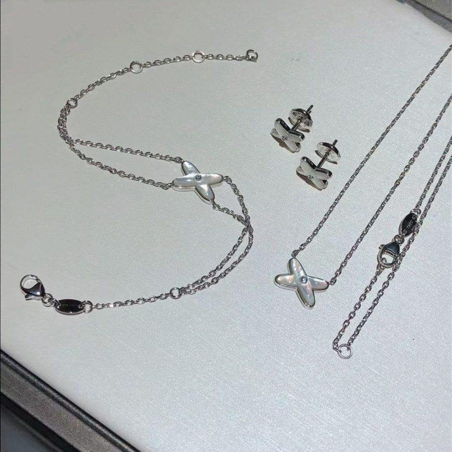[✨Rose💎]Bracelet Jeux Nacre Blanche Argent 1 Diamant
