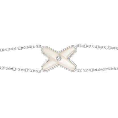 [✨Rose💎]Bracelet Jeux Nacre Blanche Argent 1 Diamant