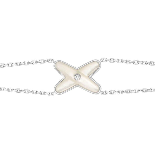 [✨Rose💎]JEUX BRACELET WHITE MOP SILVER 1 DIAMOND