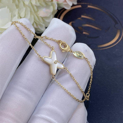 [✨Rose💎]Bracelet Jeux Nacre Blanche Or 1 Diamant