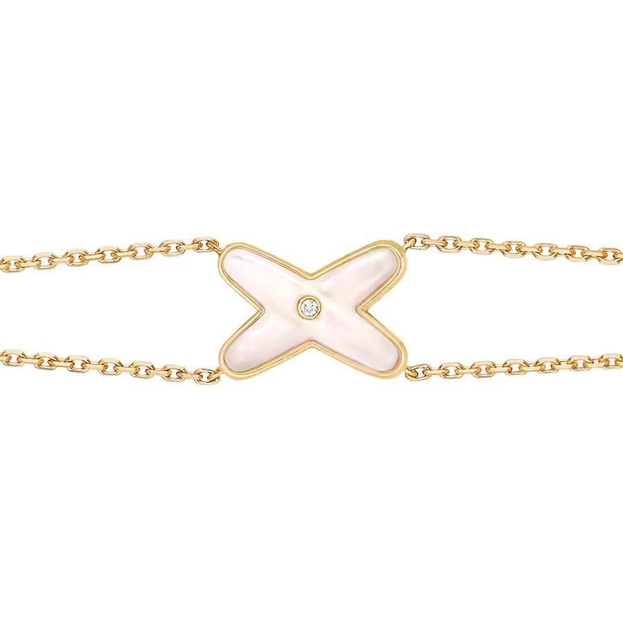 [✨Rose💎]Bracelet Jeux Nacre Blanche Or 1 Diamant