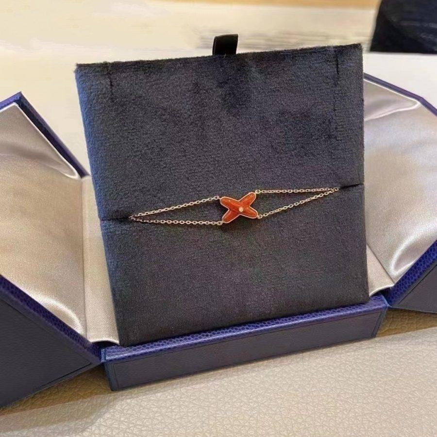 [✨Rose💎]JEUX BRACELET CORNALINE OR ROSE 1 DIAMANT