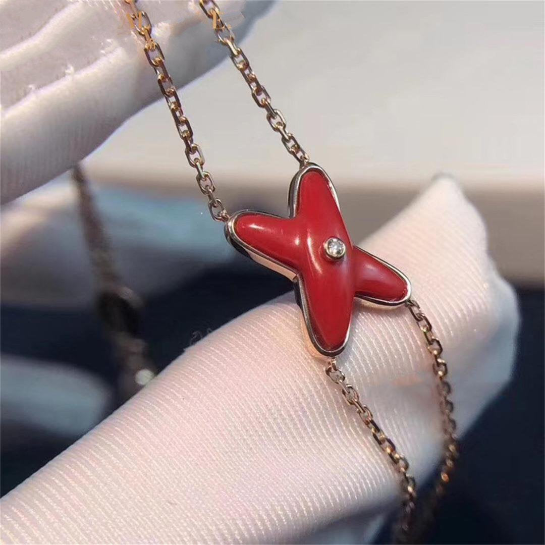 [✨Rose💎]JEUX BRACELET CORNALINE OR ROSE 1 DIAMANT