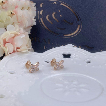 [✨Rose💎]JEUX DE BOUCLES D'OREILLES DIAMANT OR ROSE
