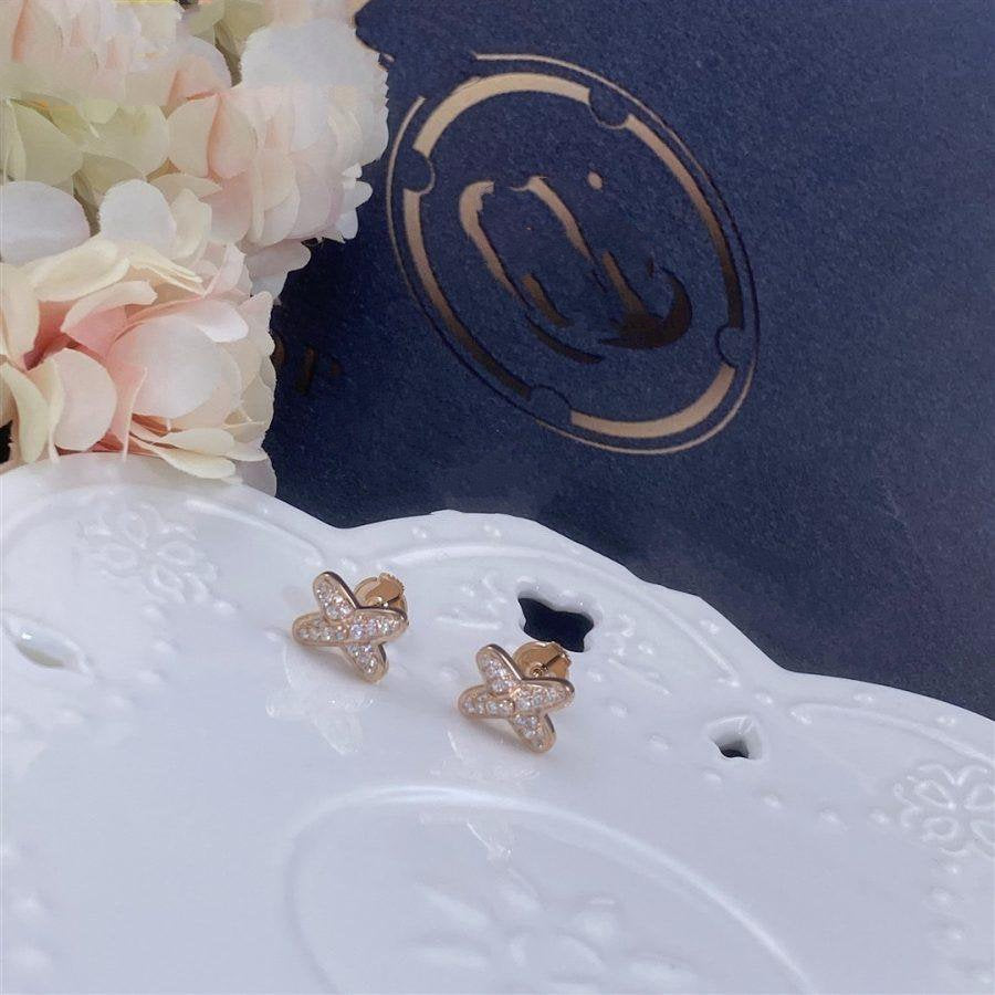 [✨Rose💎]JEUX DE BOUCLES D'OREILLES DIAMANT OR ROSE