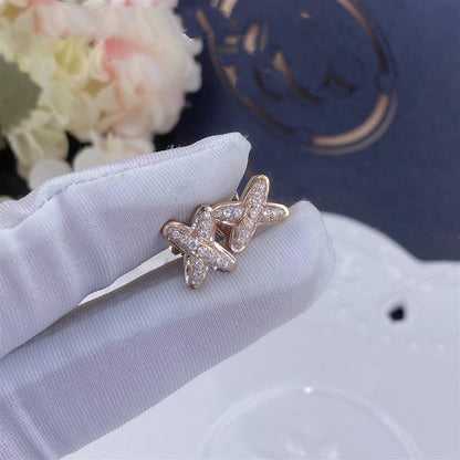[✨Rose💎]JEUX DE BOUCLES D'OREILLES DIAMANT OR ROSE