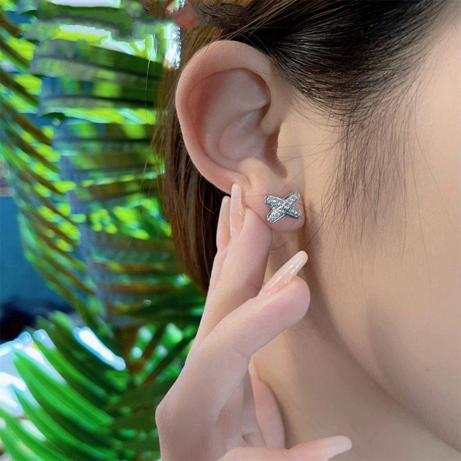 [✨Rose💎]JEUX DE BOUCLES D'OREILLES DIAMANT ARGENT
