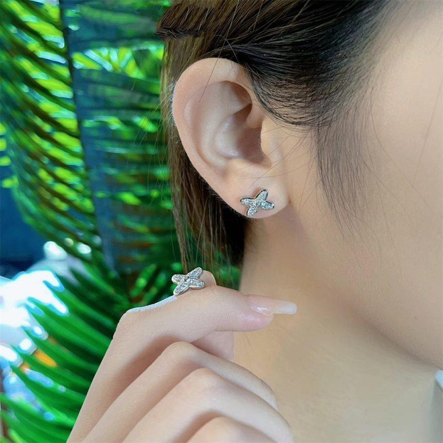 [✨Rose💎]JEUX DE BOUCLES D'OREILLES DIAMANT ARGENT