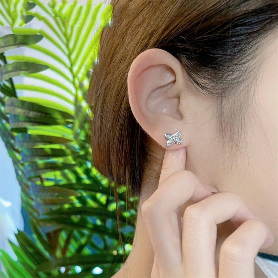[✨Rose💎]JEUX DE BOUCLES D'OREILLES DIAMANT ARGENT