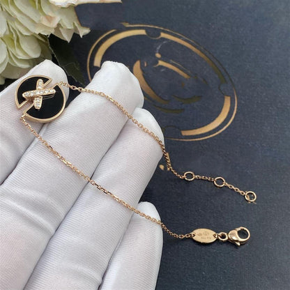 [✨Rose💎]JEUX DE BRACELET ONYX OR ROSE DIAMANT