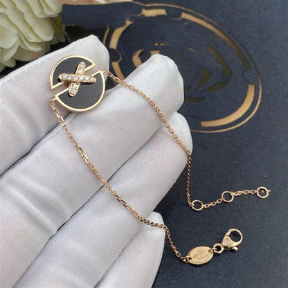 [✨Rose💎]JEUX DE BRACELET ONYX OR ROSE DIAMANT
