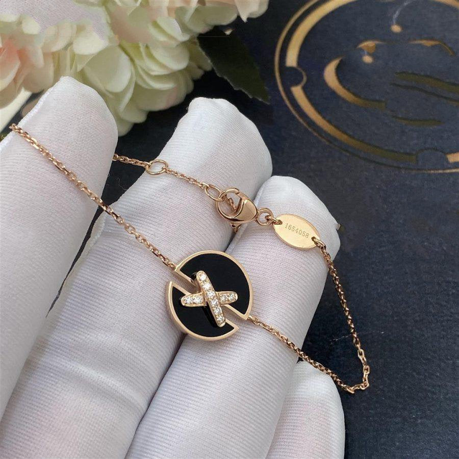 [✨Rose💎]JEUX DE BRACELET ONYX OR ROSE DIAMANT
