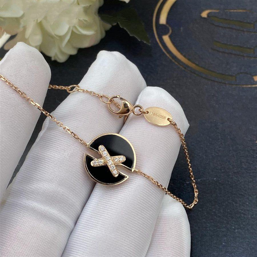 [✨Rose💎]JEUX DE BRACELET ONYX OR ROSE DIAMANT
