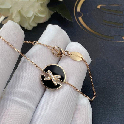 [✨Rose💎]JEUX DE BRACELET ONYX OR ROSE DIAMANT