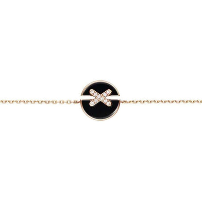 [✨Rose💎]JEUX DE BRACELET ONYX OR ROSE DIAMANT