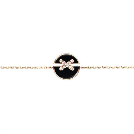 [✨Rose💎]JEUX DE BRACELET ONYX OR ROSE DIAMANT