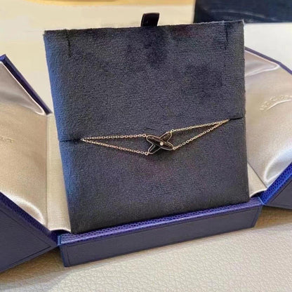 [✨Rose💎]JEUX BRACELET ONYX OR ROSE 1 DIAMANT