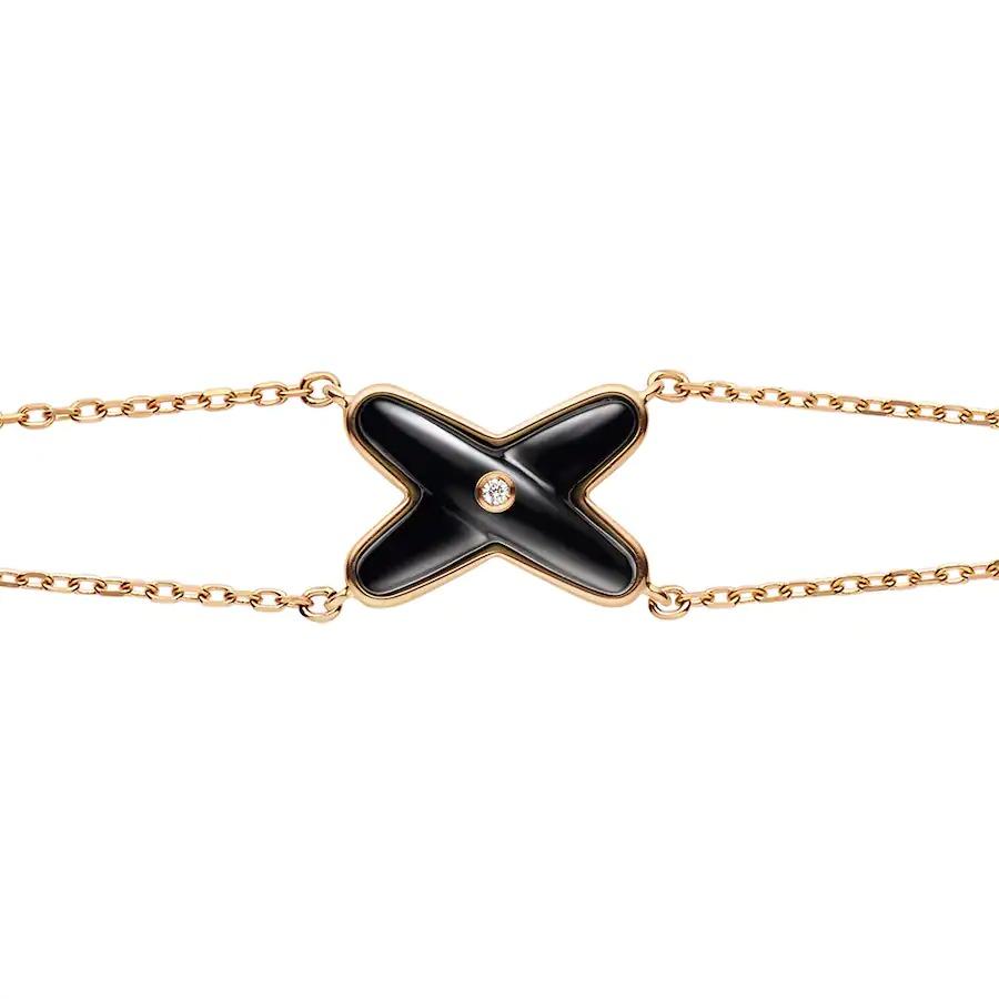 [✨Rose💎]JEUX BRACELET ONYX OR ROSE 1 DIAMANT