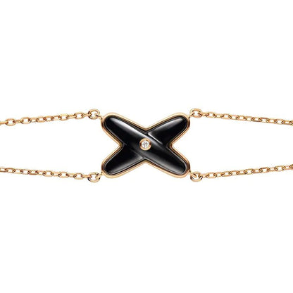 [✨Rose💎]JEUX BRACELET ONYX OR ROSE 1 DIAMANT