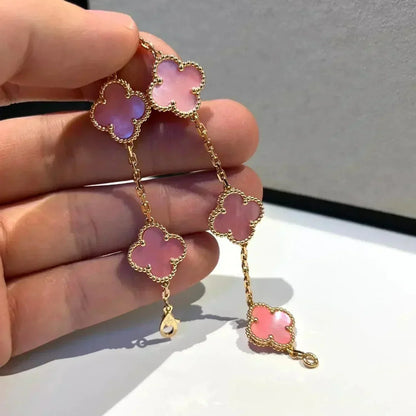 [✨Rose💎]BRACELET CLOVER 5 PINK MOP