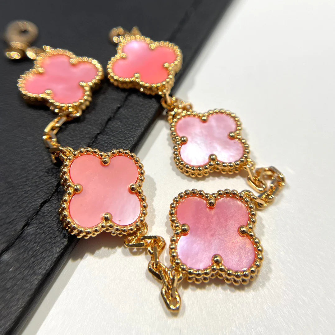 [✨Rose💎]BRACELET CLOVER 5 PINK MOP