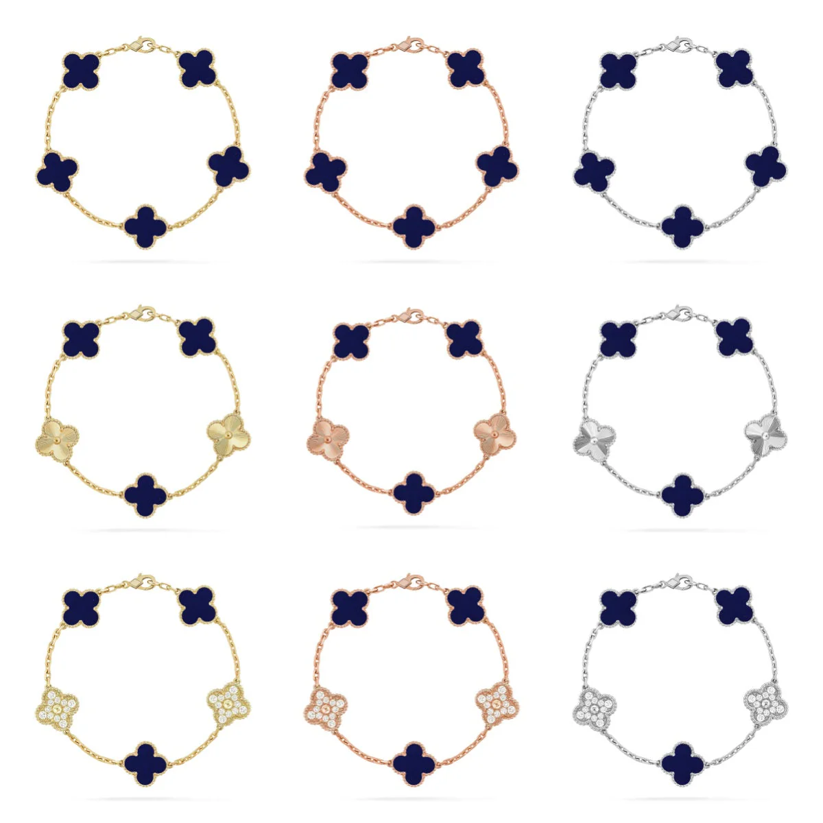 [✨Rose💎]CLOVER 5 MOTIF LAPIS LAZULI BRACELET COLLECTION