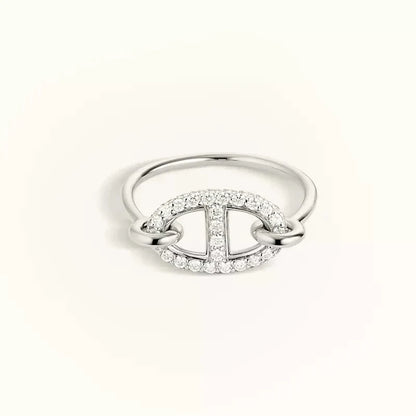 [✨Rose💎]BAGUE RONDE PETITE EN ARGENT ET DIAMANT