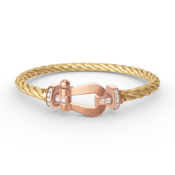 [✨Rose💎]BRACELET FORCE LARGE FER À CHEVAL DEMI-DIAMANT OR ROSE
