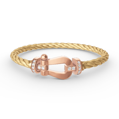[✨Rose💎]BRACELET FORCE LARGE FER À CHEVAL DEMI-DIAMANT OR ROSE