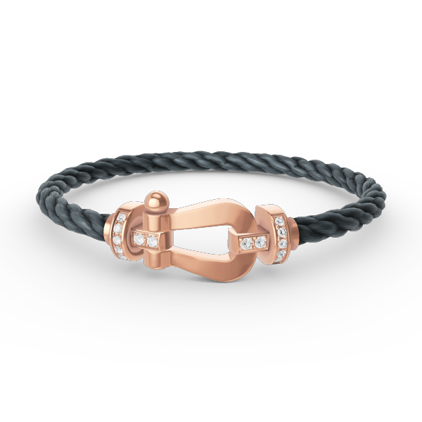 [✨Rose💎]BRACELET FORCE LARGE FER À CHEVAL DEMI-DIAMANT OR ROSE