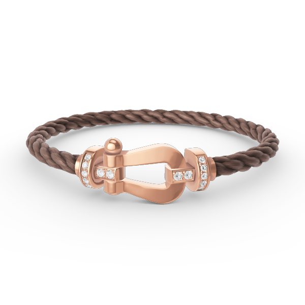[✨Rose💎]BRACELET FORCE LARGE FER À CHEVAL DEMI-DIAMANT OR ROSE