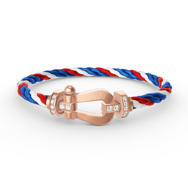 [✨Rose💎]BRACELET FORCE LARGE FER À CHEVAL DEMI-DIAMANT OR ROSE
