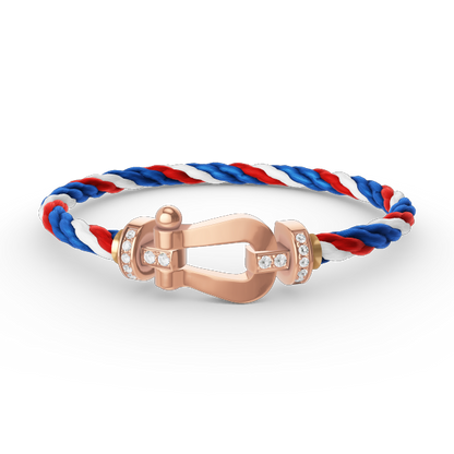 [✨Rose💎]BRACELET FORCE LARGE FER À CHEVAL DEMI-DIAMANT OR ROSE
